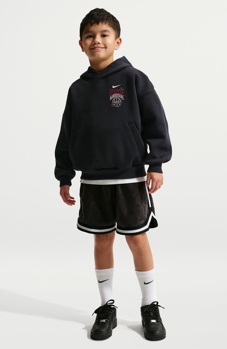 Nike Kids' Basketball Oversize Hoodie, Main, color, Black/ White