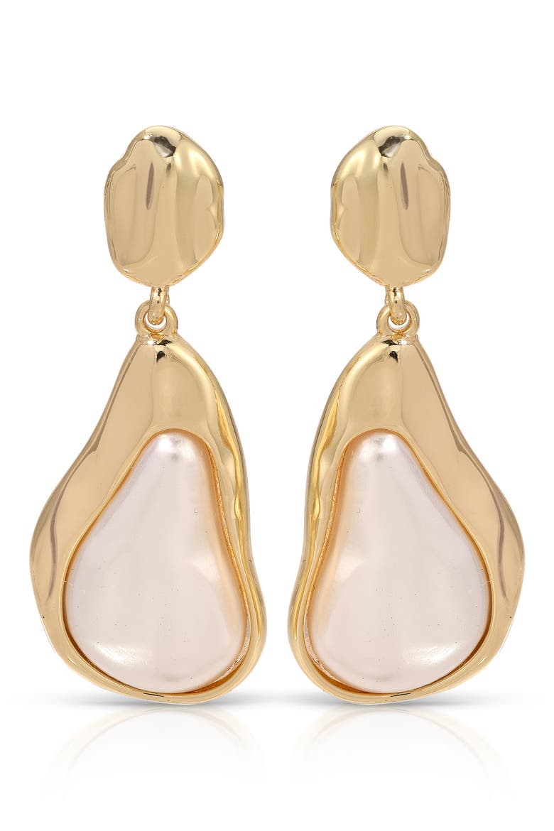 Hidden Stone Molten Drop Earrings, Alternate, color, PEARL