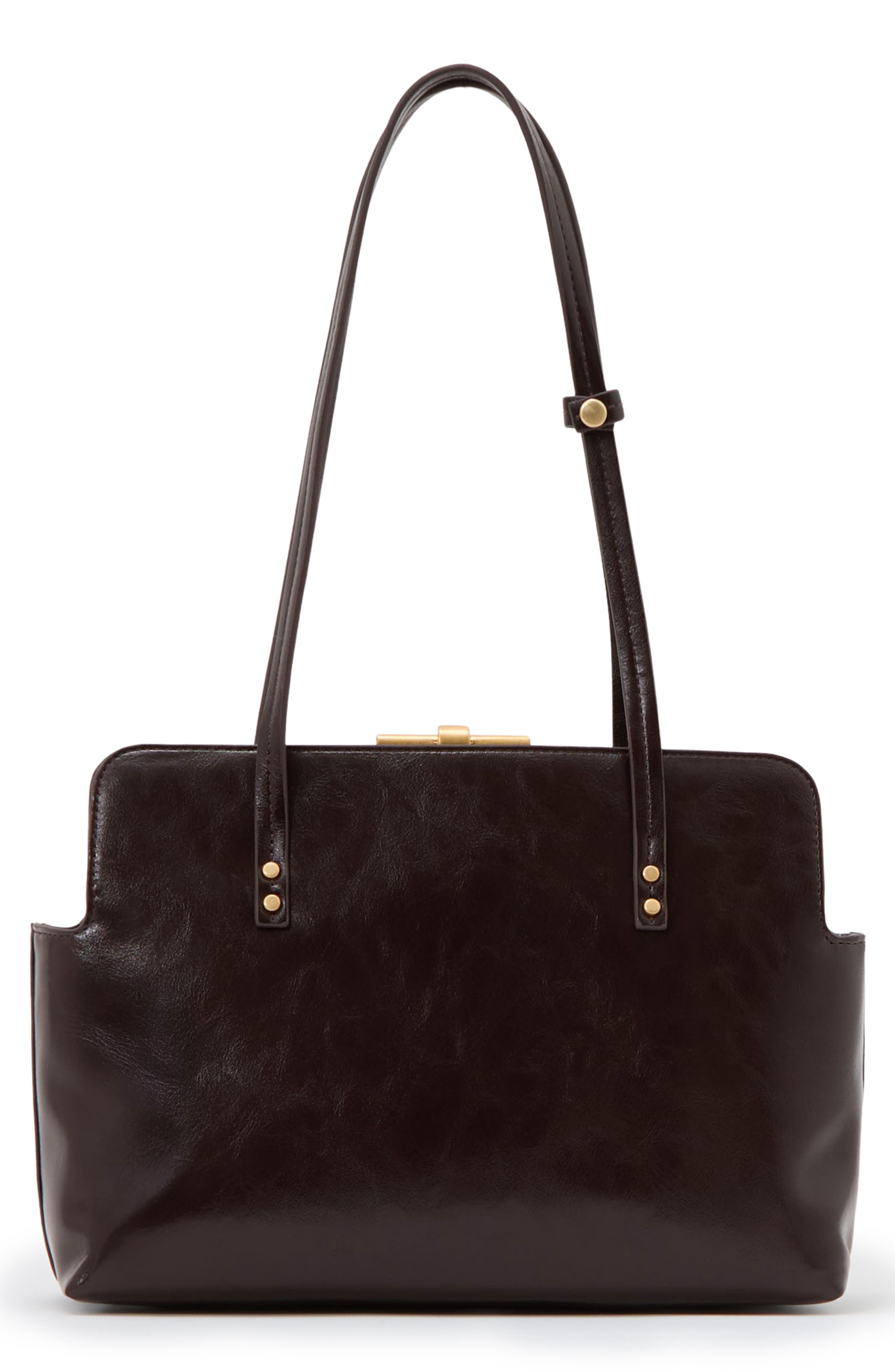 Reiss Cecily Faux Leather Frame Shoulder Bag, Alternate, color, Burgundy