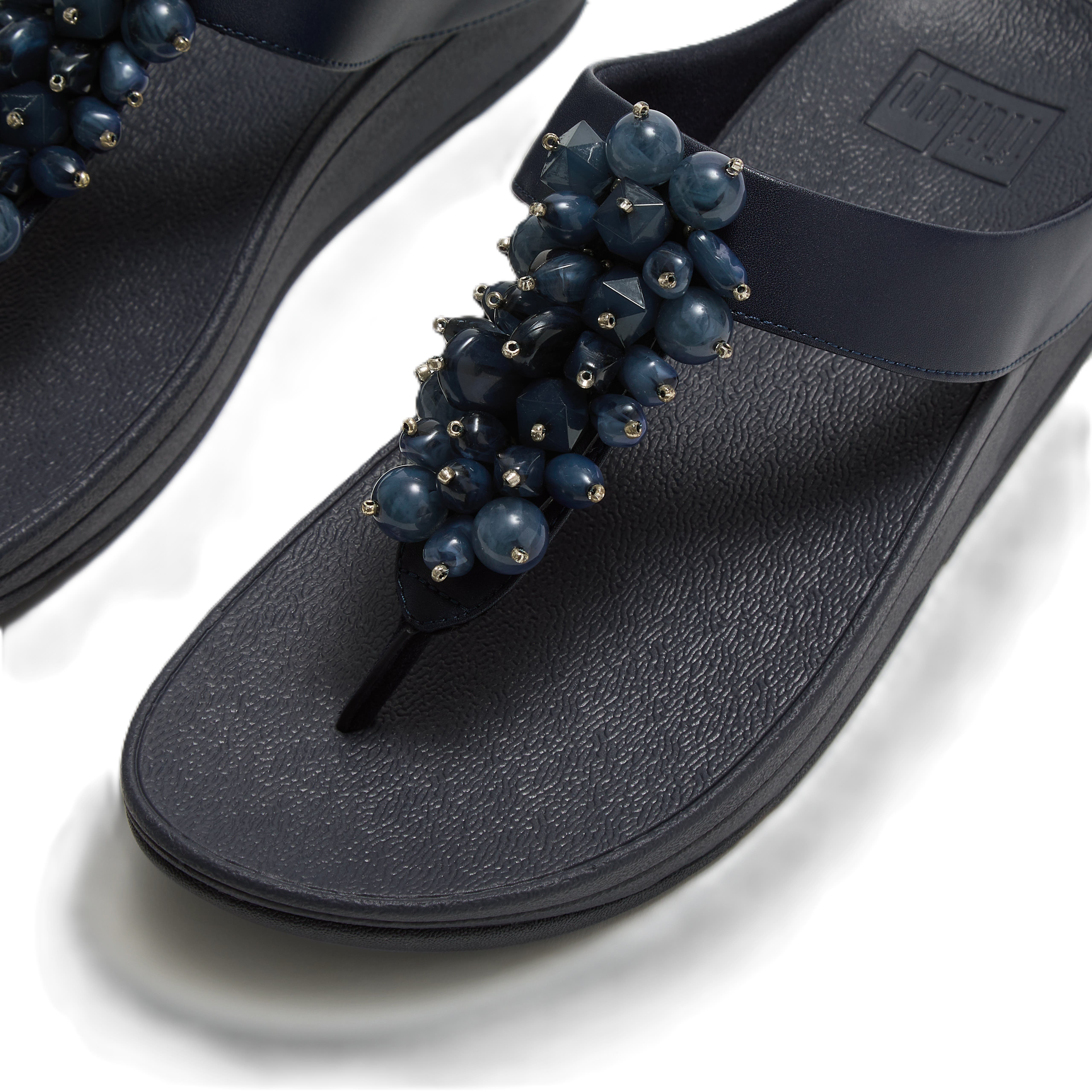 FitFlop Fino Bead Cluster Sandals, Alternate, color, Midnight Navy