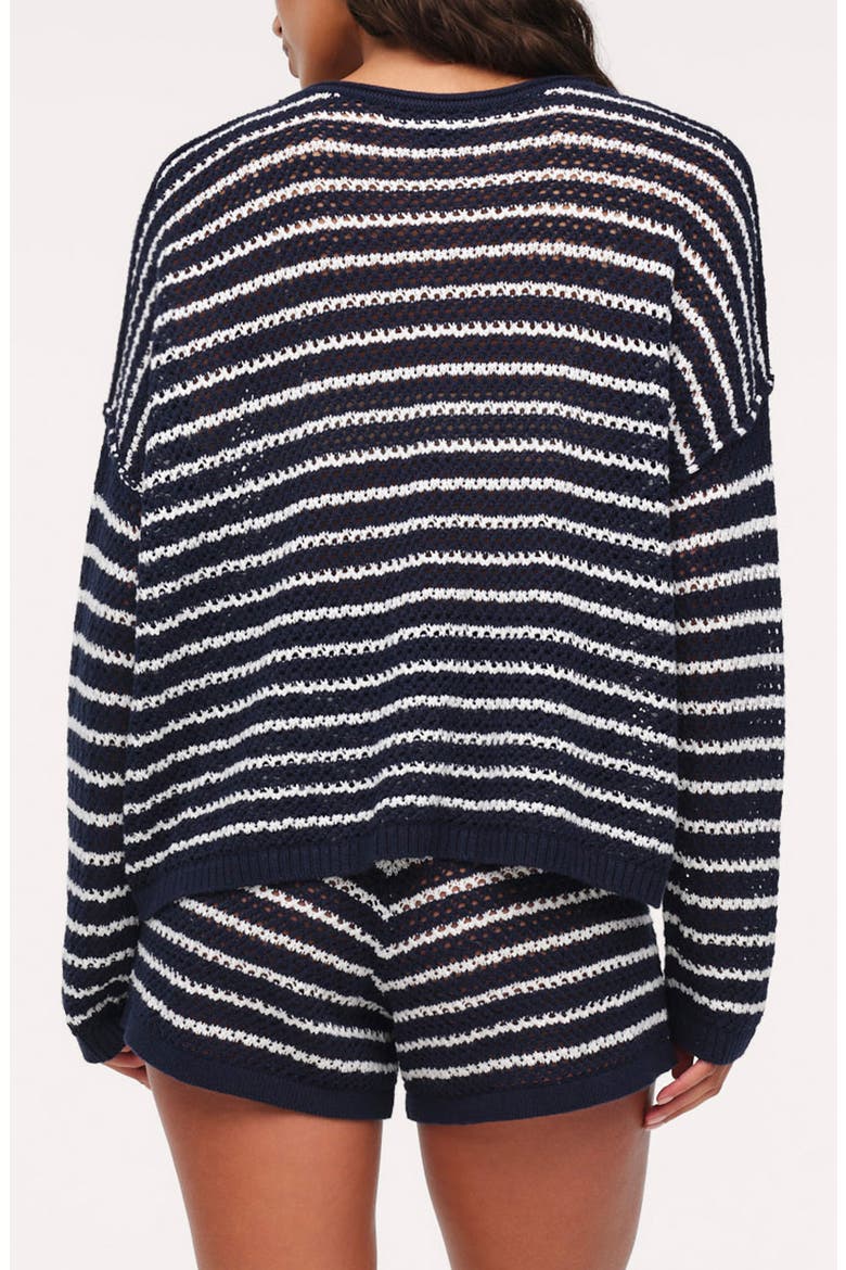 Stripe Crochet Sweater, Alternate, color, DARK NAVY STRIPE