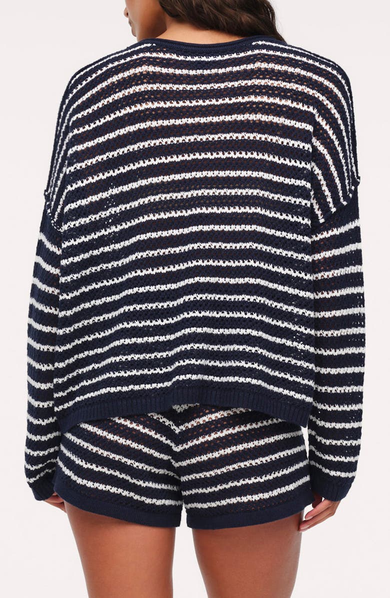 nuuds Stripe Crochet Sweater, Alternate, color, Dark Navy Stripe