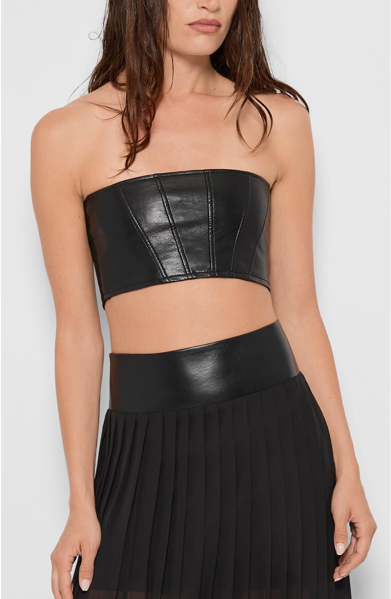 AS by DF Magra Recycled Leather Top, Alternate, color, Black