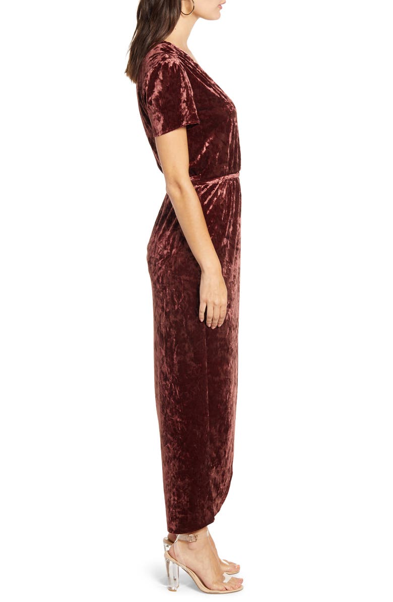 WAYF Next to You Velvet Wrap Dress, Alternate, color, 