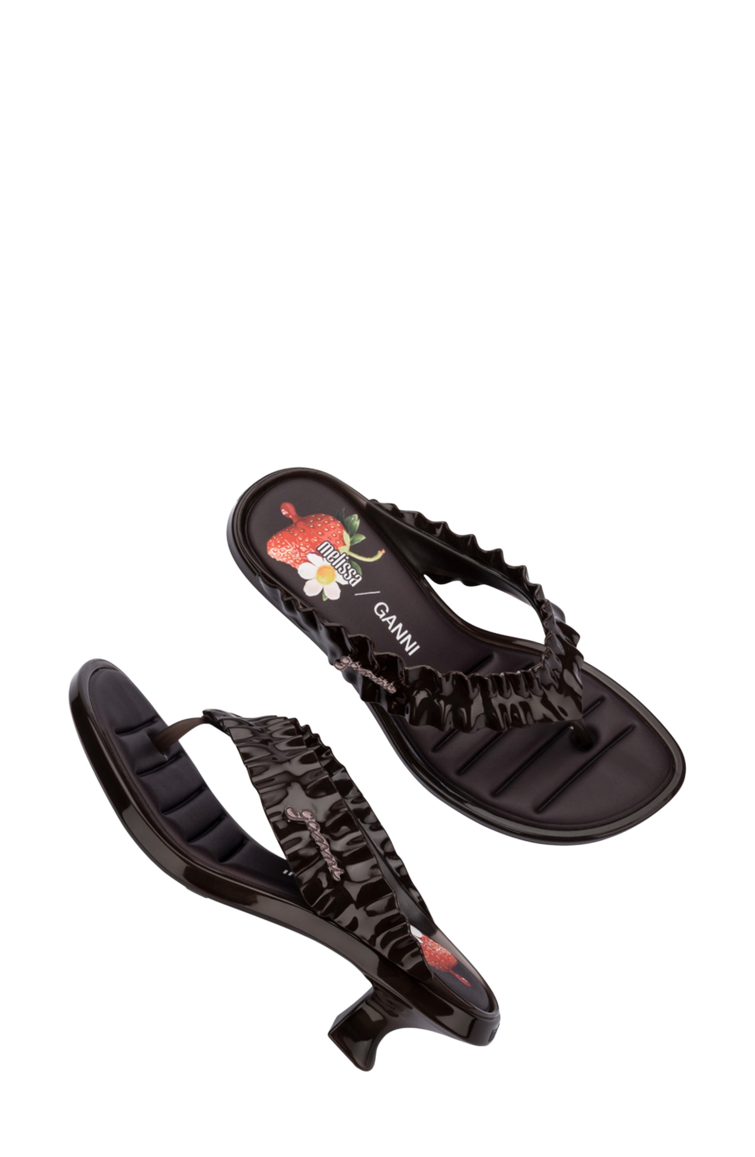 x Ganni Kitten Heel Flip Flop, Alternate, color, BROWN