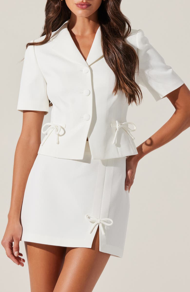 ASTR the Label Sophie Short Sleeve Blazer, Main, color, White