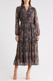 Sam Edelman Paisley Long Sleeve Maxi Dress