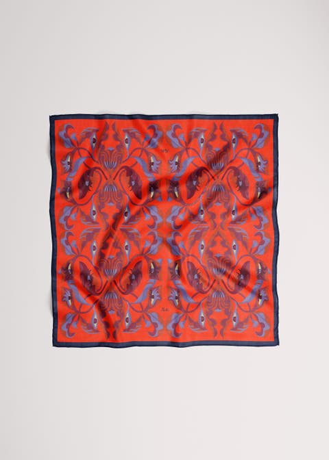 Medium Pure Silk Patterned Scarf