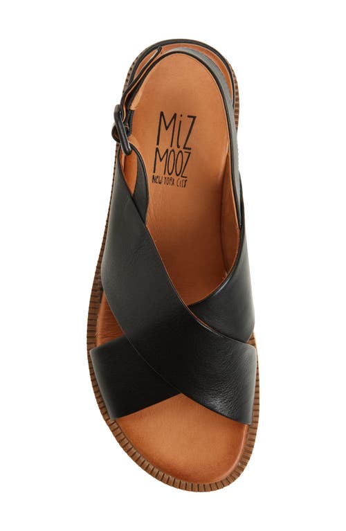 Miz Mooz Ella Leather Wedge Sandal In Black