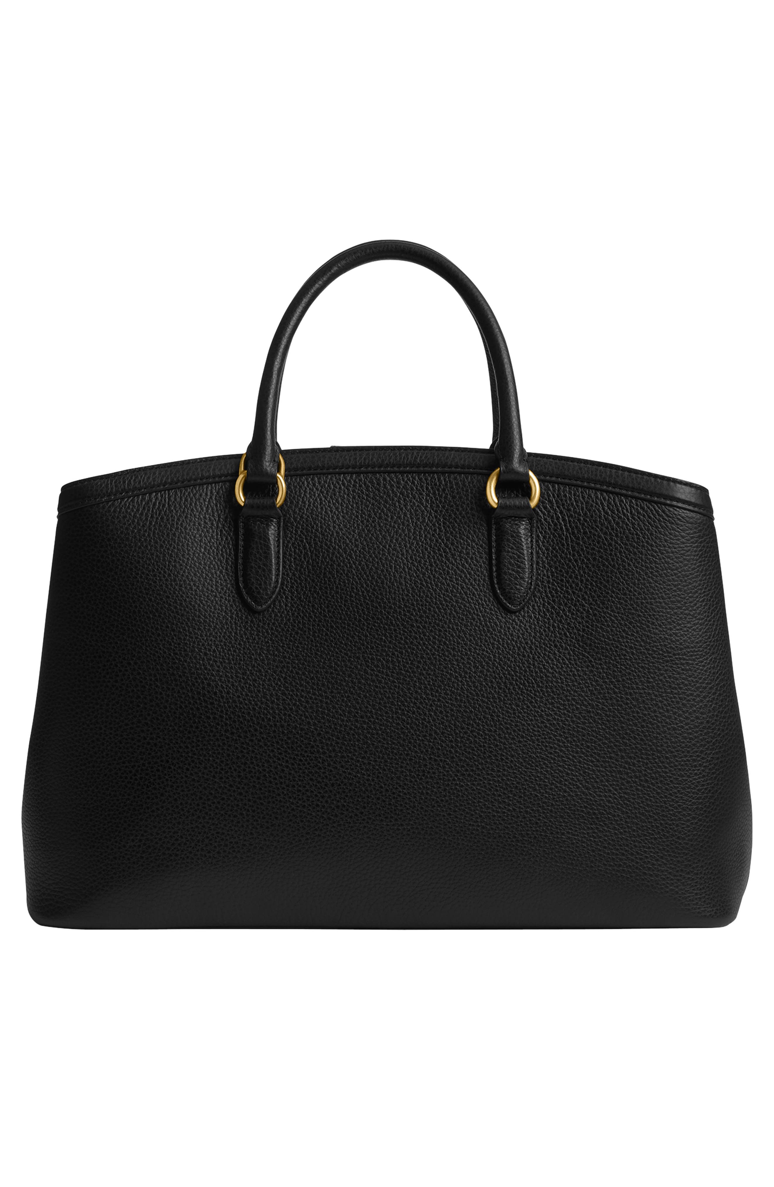 COACH Refined Pebble Leather Tote, Alternate, color, Black