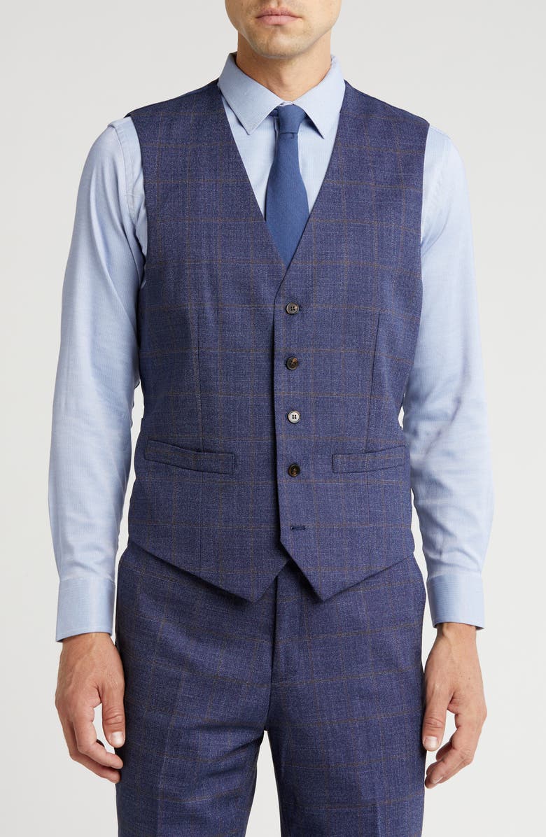 Gino Vitale Slim Fit 3-Piece Blue Check Suit, Alternate, color, Blue