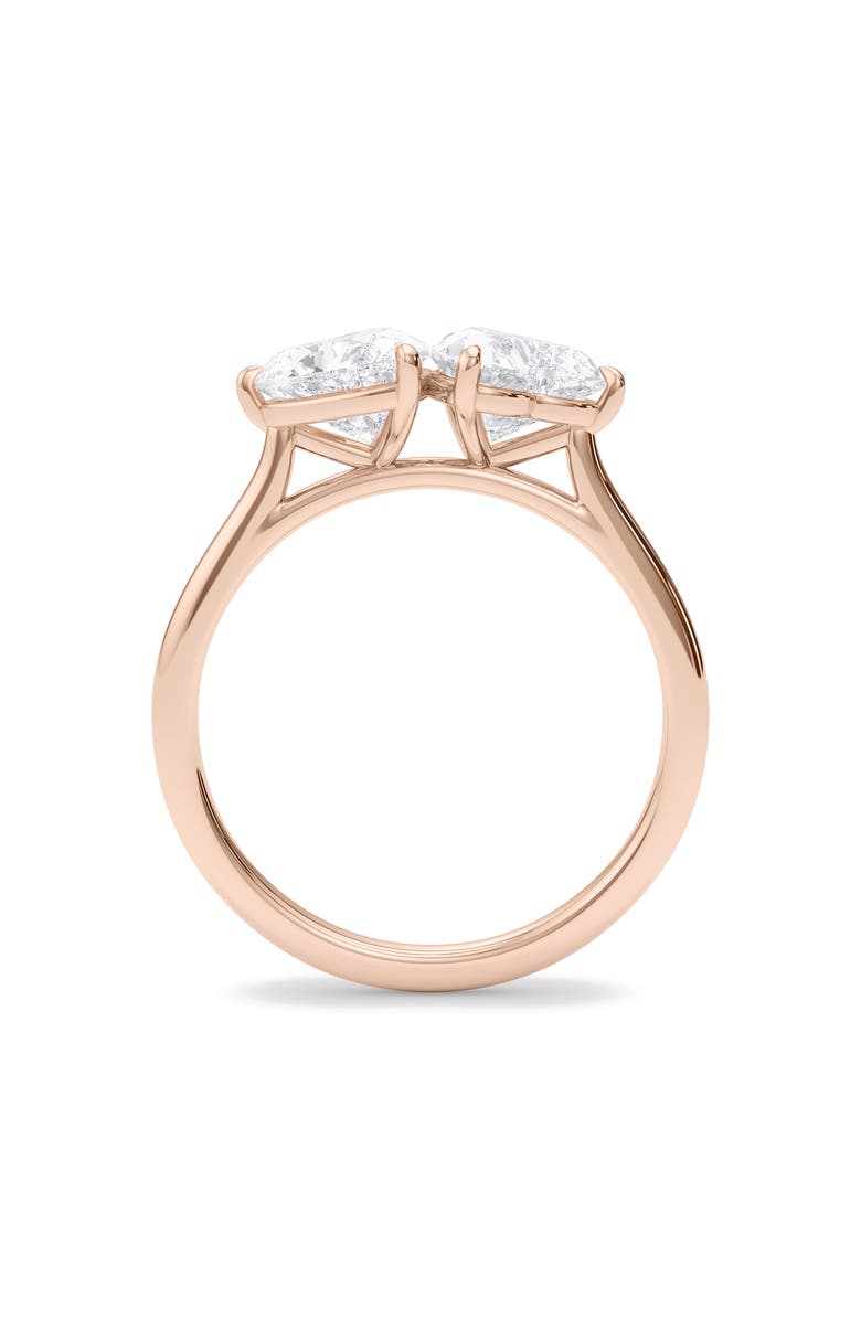 HauteCarat Lab Grown Diamond Twin Heart Ring, Alternate, color, 18K Rose Gold