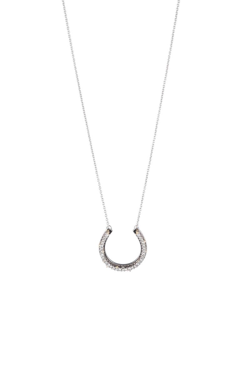 Alexis Bittar Crystal Encrusted Horseshoe Pendant Necklace, Main, color, 