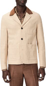 John Varvatos Barnes Cotton Jacket with Suede Collar