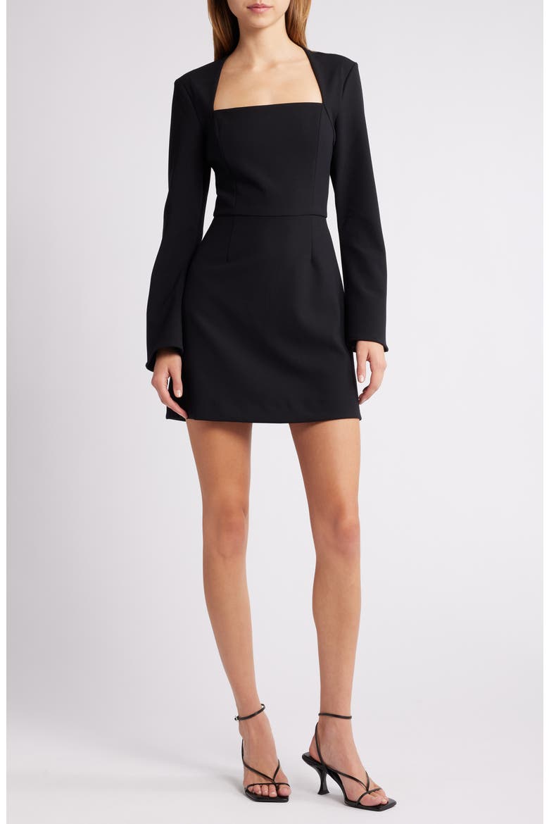 Whisper Long Sleeve Minidress, Alternate, color, 02-BLACK