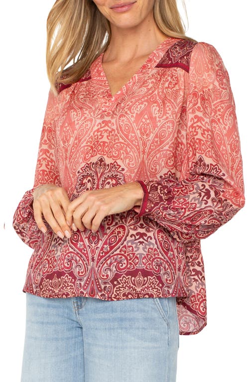 Liverpool Los Angeles Paisley Relaxed V-neck Top In Mauve Ombre Paisley