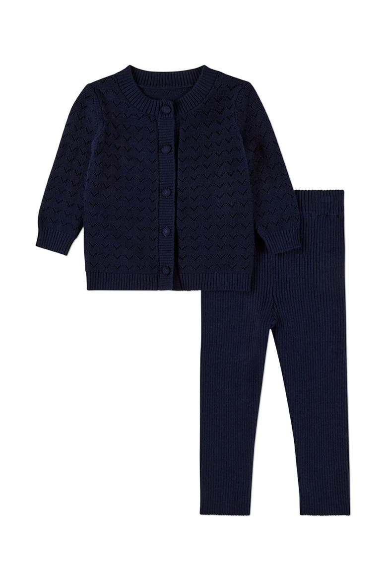 2 Piece Chevron Knit Cardigan Set, Main, color, Navy