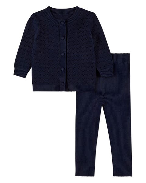 2 Piece Chevron Knit Cardigan Set