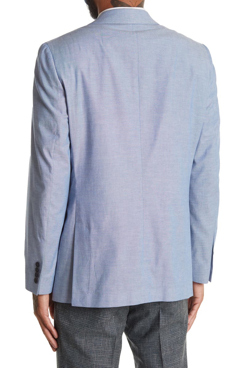 Nautica Blue Chambray Two Button Notch Lapel Stretch Cotton Sport Coat, Alternate, color, Blue