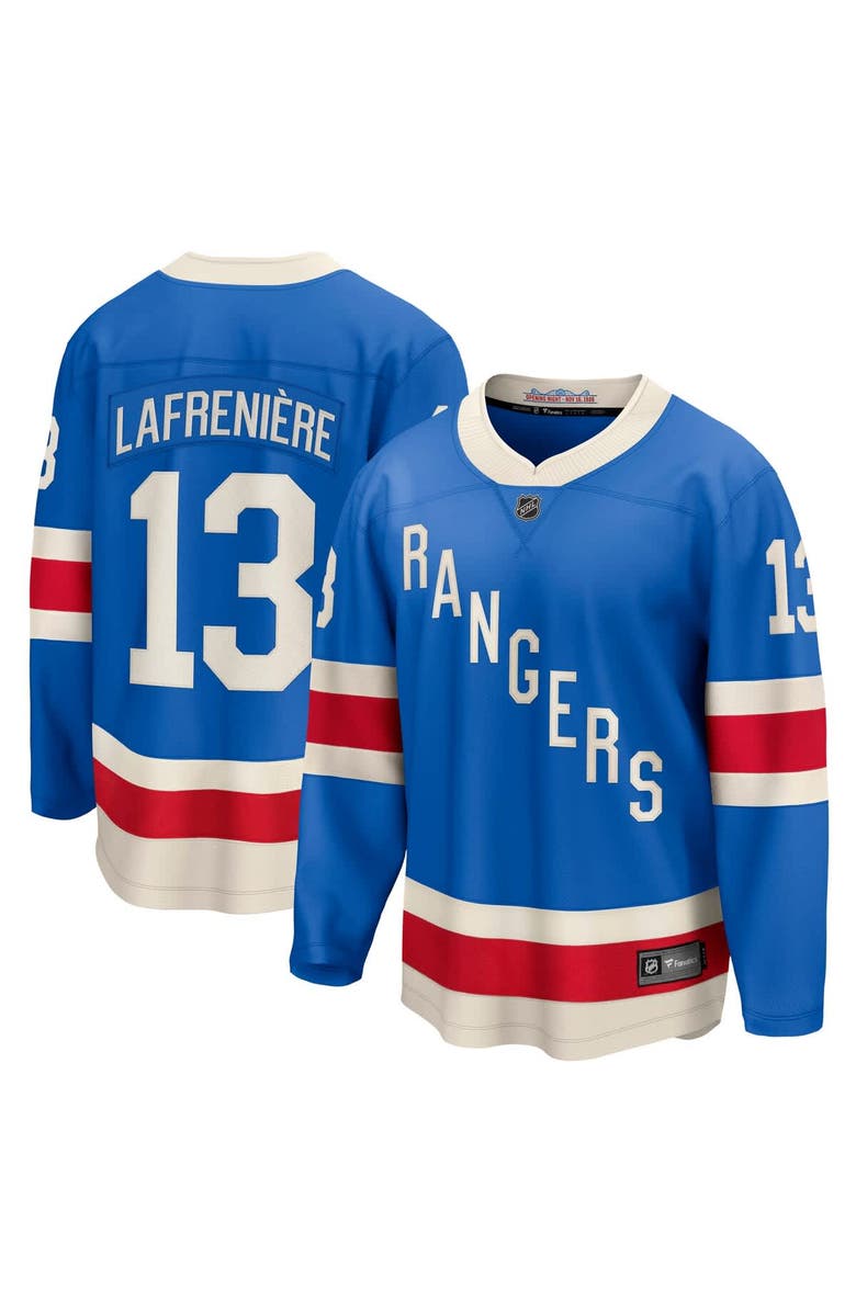 FANATICS Men's Fanatics Alexis Lafreniere Blue New York Rangers Centennial Breakaway Jersey, Main, color,