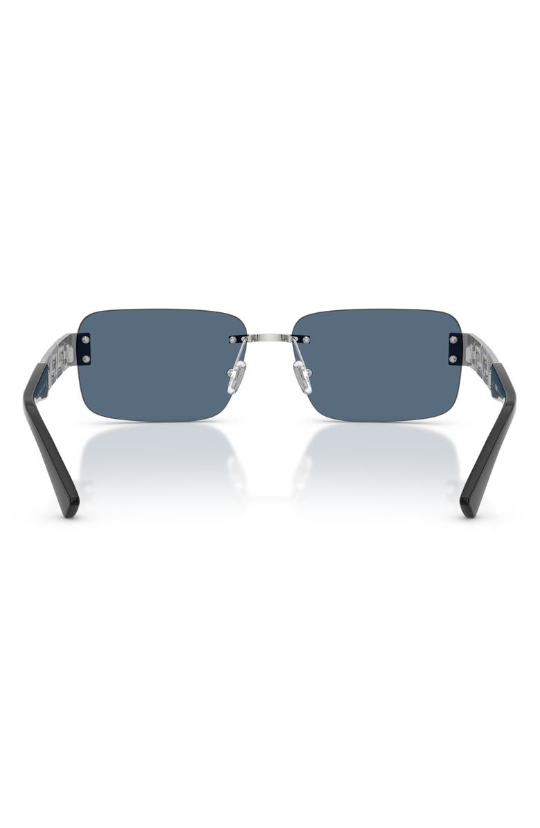 Versace 58mm Rimless Rectangular Sunglasses, Alternate, color, Silver / Dark Blue