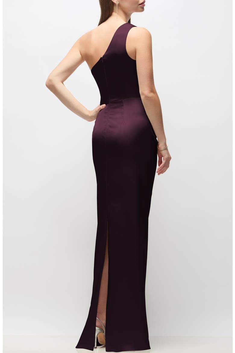 Malin One-Shoulder Charmeuse Gown, Alternate, color, DEEP PLUM