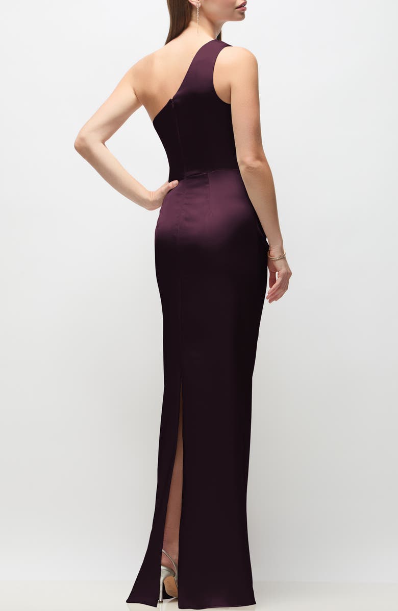 After Six Malin One-Shoulder Charmeuse Gown, Alternate, color, Deep Plum