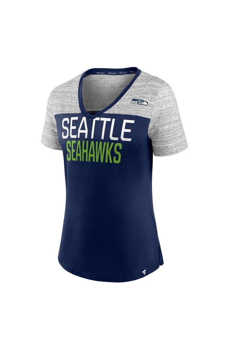 FANATICS Women's Fanatics Branded College Navy/Heathered Gray Seattle Seahawks Close Quarters V-Neck T-Shirt, Alternate, color, Navy