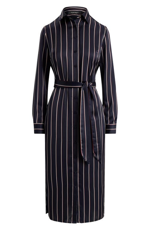 Ralph Lauren Women's Striped Charmeuse Shirt Dress In Black