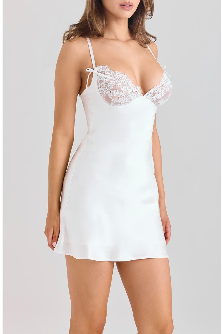 Athenea Satin Minidress, Alternate, color, WHITE