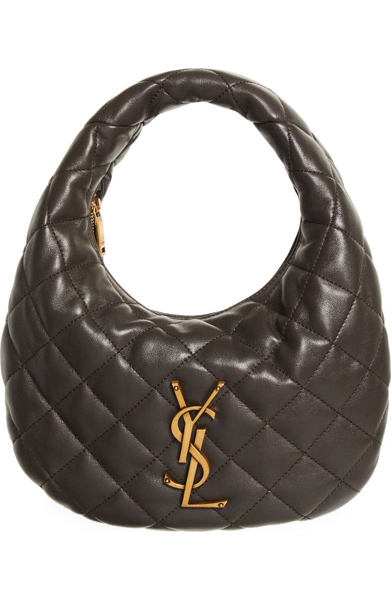 Saint Laurent Baby Icare Quilted Leather Hobo Bag, Main, color, Urban Grey