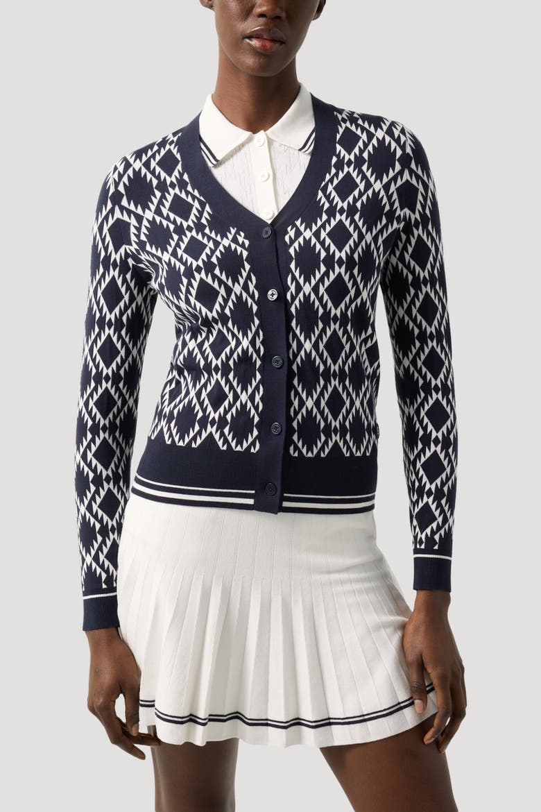 Amber Knit Jacket, Alternate, color, Navy blue/white