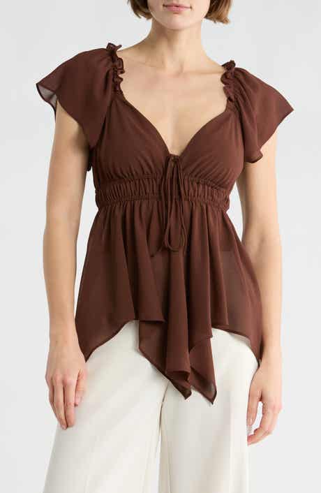 NSR Flutter Sleeve Chiffon Top