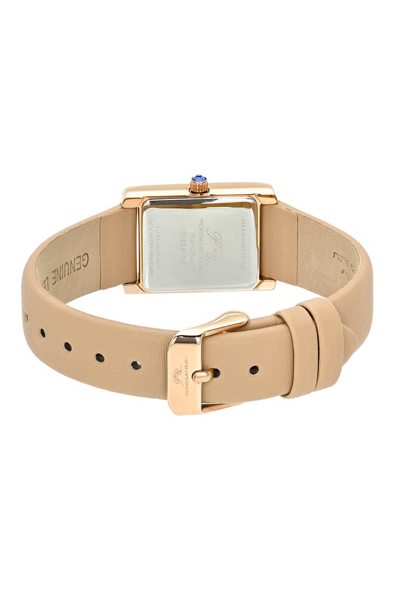Karolina Leather Strap Watch, 21.5mm x 30mm, Alternate, color, BEIGE/ ROSE