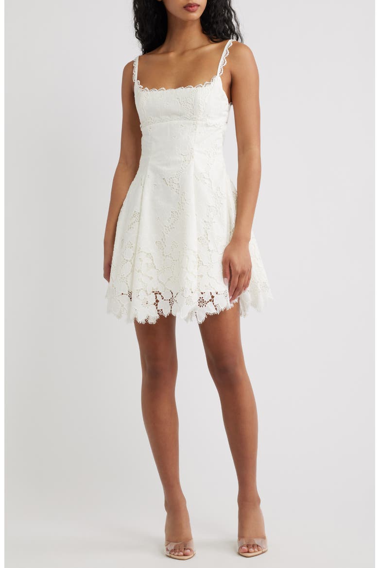 Isla Scalloped Lace Cocktail Minidress, Main, color, WHITE