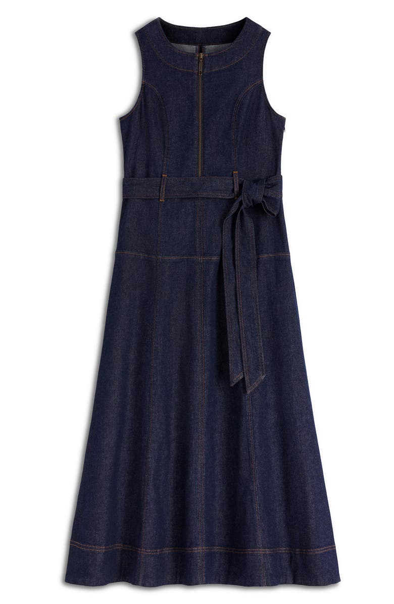 Boden Sleeveless Zip Denim Dress, Alternate, color, Indigo Wash