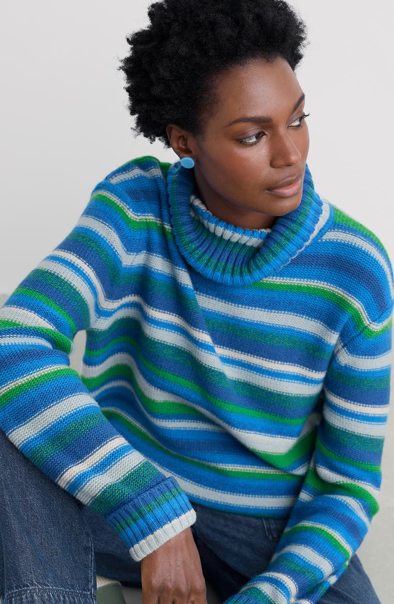 Seasalt Cornwall Braque Stripe Turtleneck Wool Blend Sweater, Alternate, color, Concertina Shore Multi