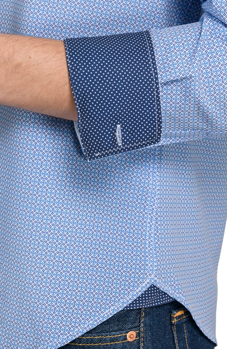 CONSTRUCT Cross Geo Print Stretch Dress Shirt, Alternate, color, Blue Purple