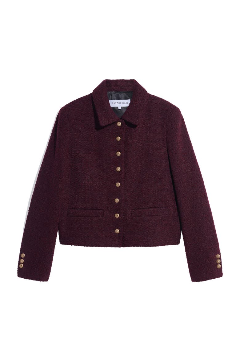 Cropped Long Sleeve Jacket, Alternate, color, Wine