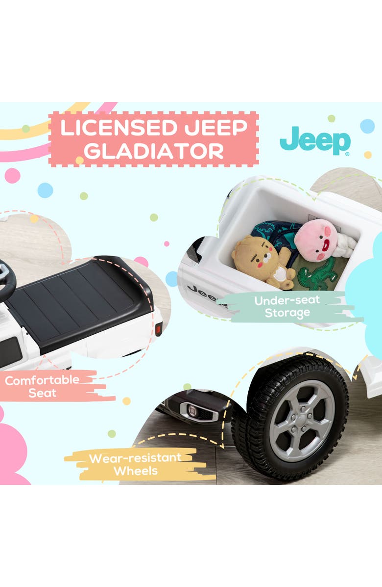 Aosom Toddler Ride on Car with Engine Sounds, Storage, Alternate, color, White