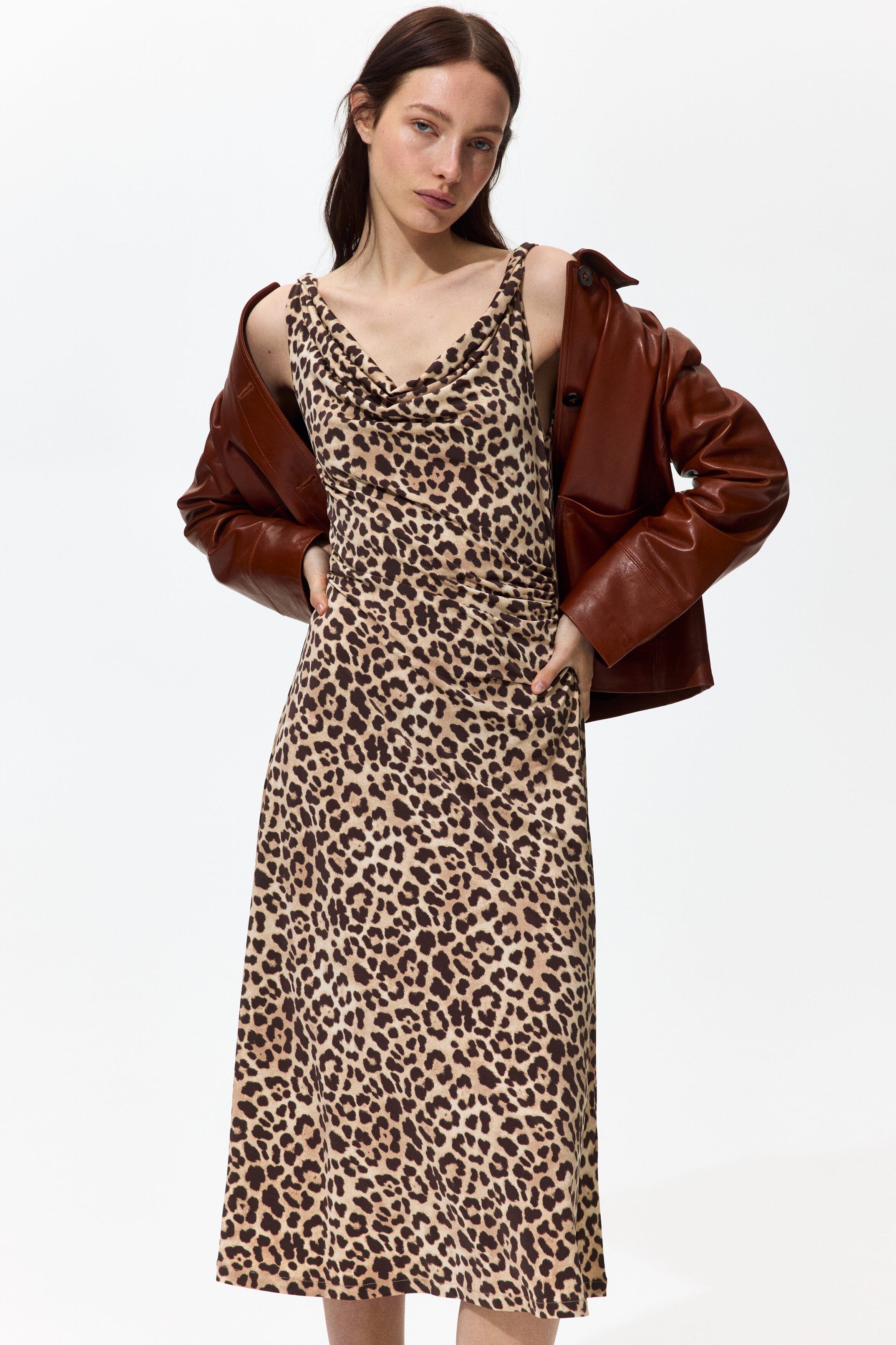 Cowl-neck Jersey Dress - image 2