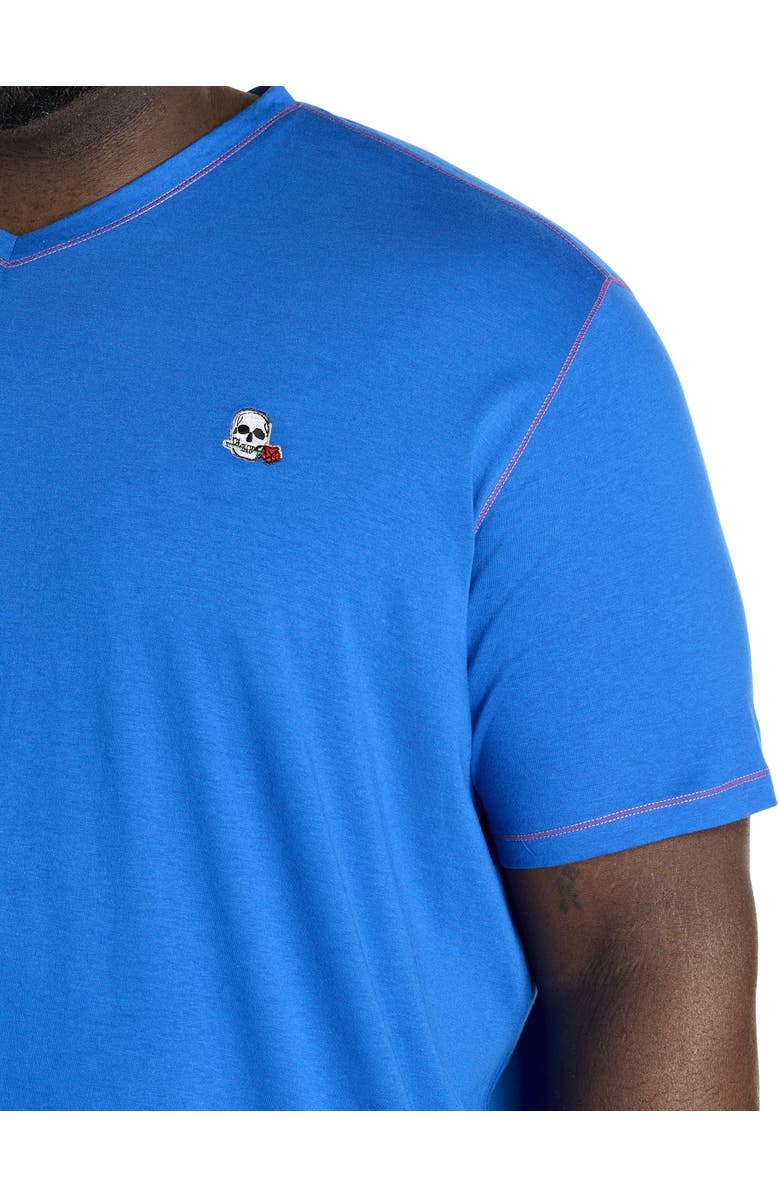 Robert Graham DXL Big & Tall Westwood Contrast Stitch V-Neck T-Shirt, Alternate, color, Blue