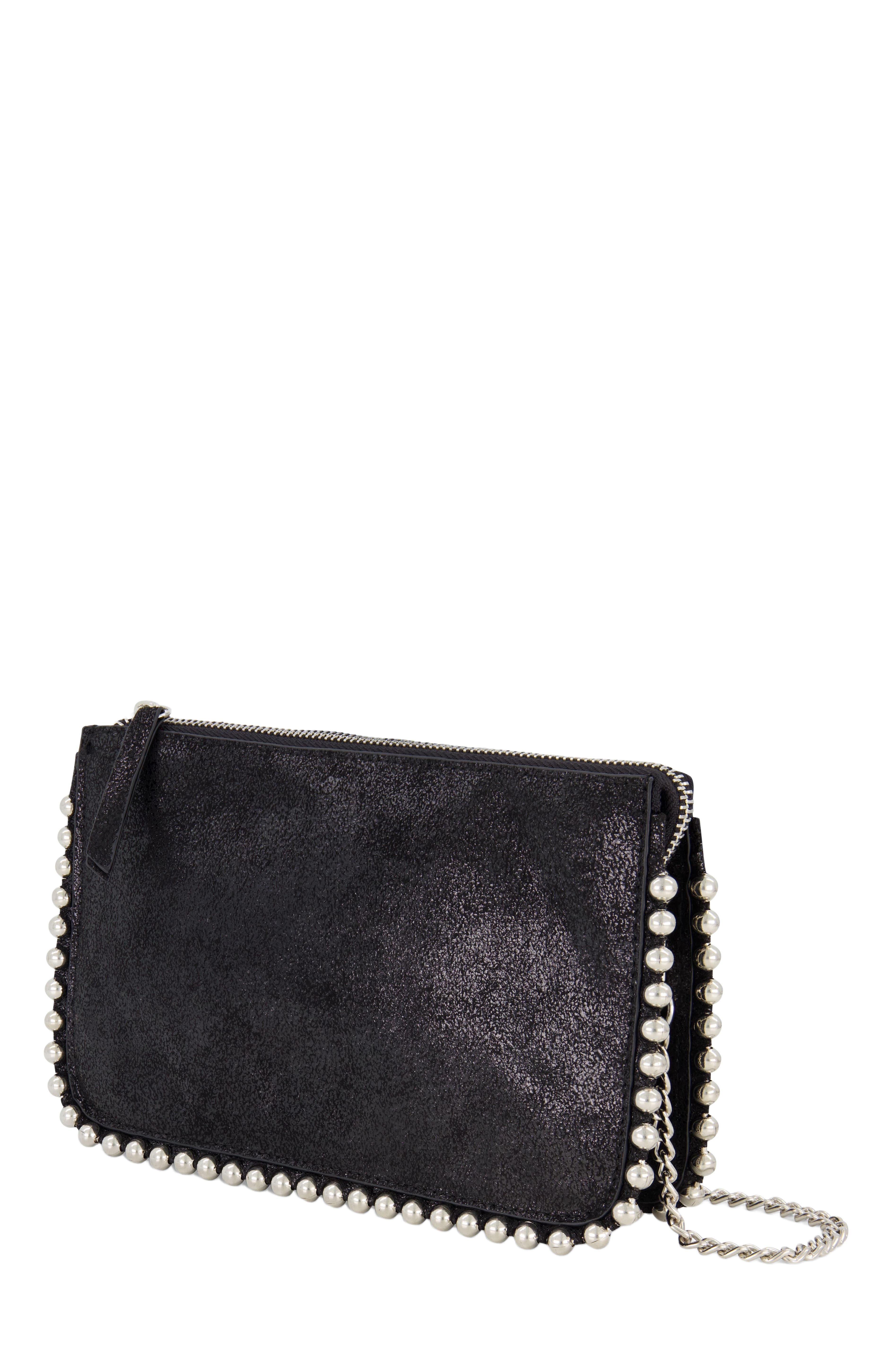 ELLE Collection Silver Trimmed Wallet On Chain Clutches Bag, Main, color, Black