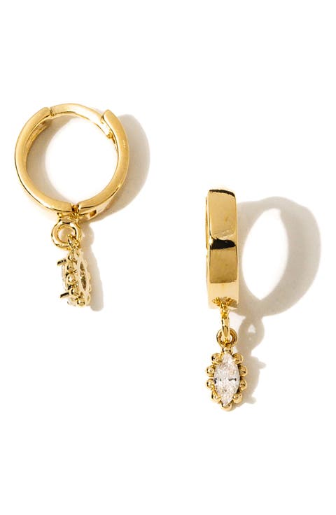 Sophia Drop Huggie Hoop Earrings