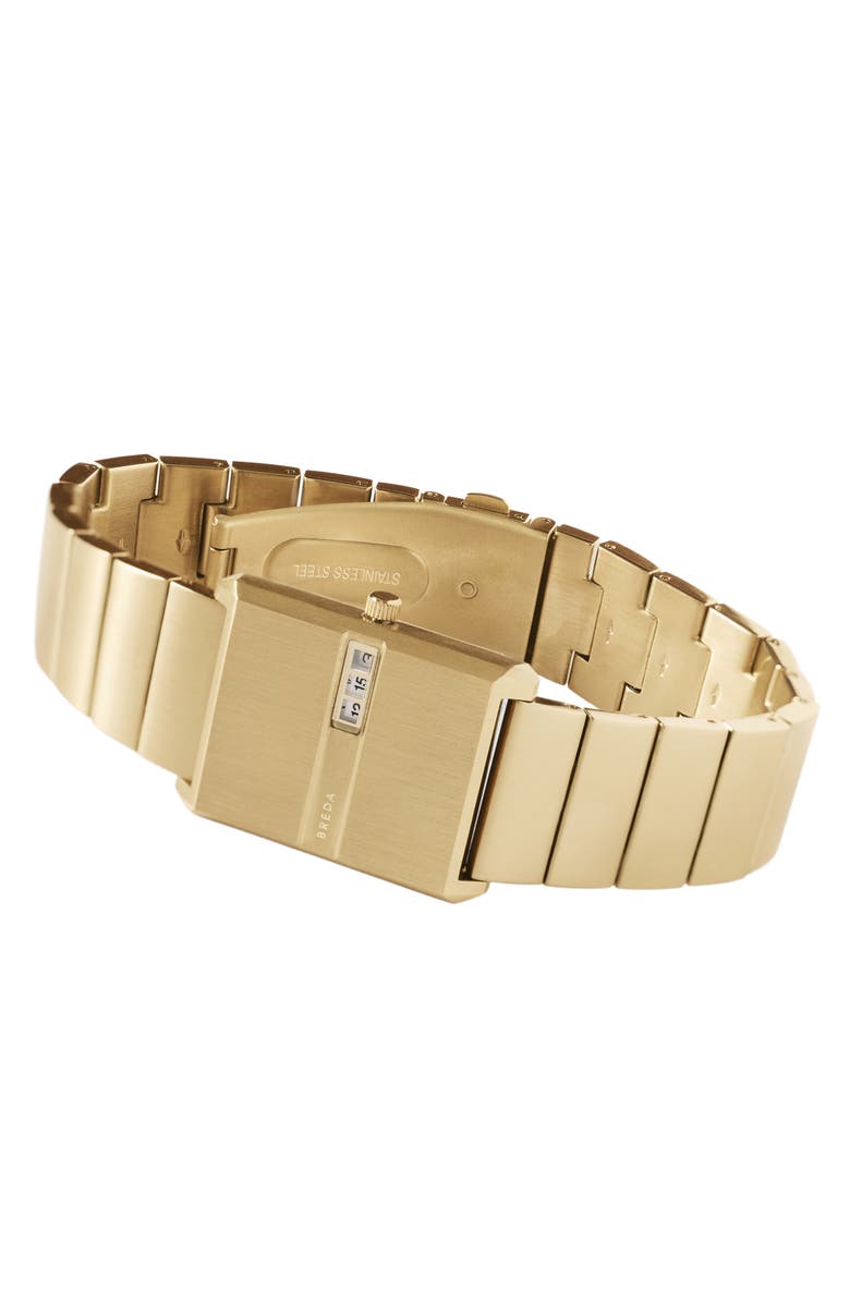 BREDA Pulse Digital 18K Gold Plate Stainless Steel Bracelet Watch, 26mm x 7mm, Alternate, color, 