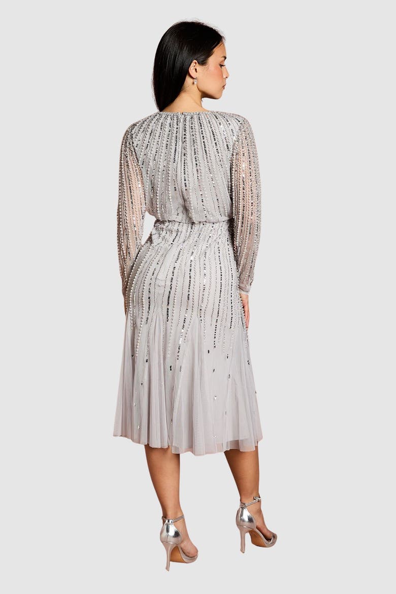 Petite Party Sequin Midi Dress, Alternate, color, Grey Mist