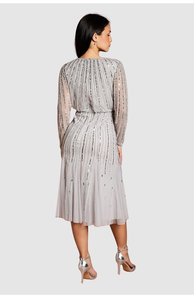 Coast Petite Party Sequin Midi Dress, Alternate, color, Grey Mist