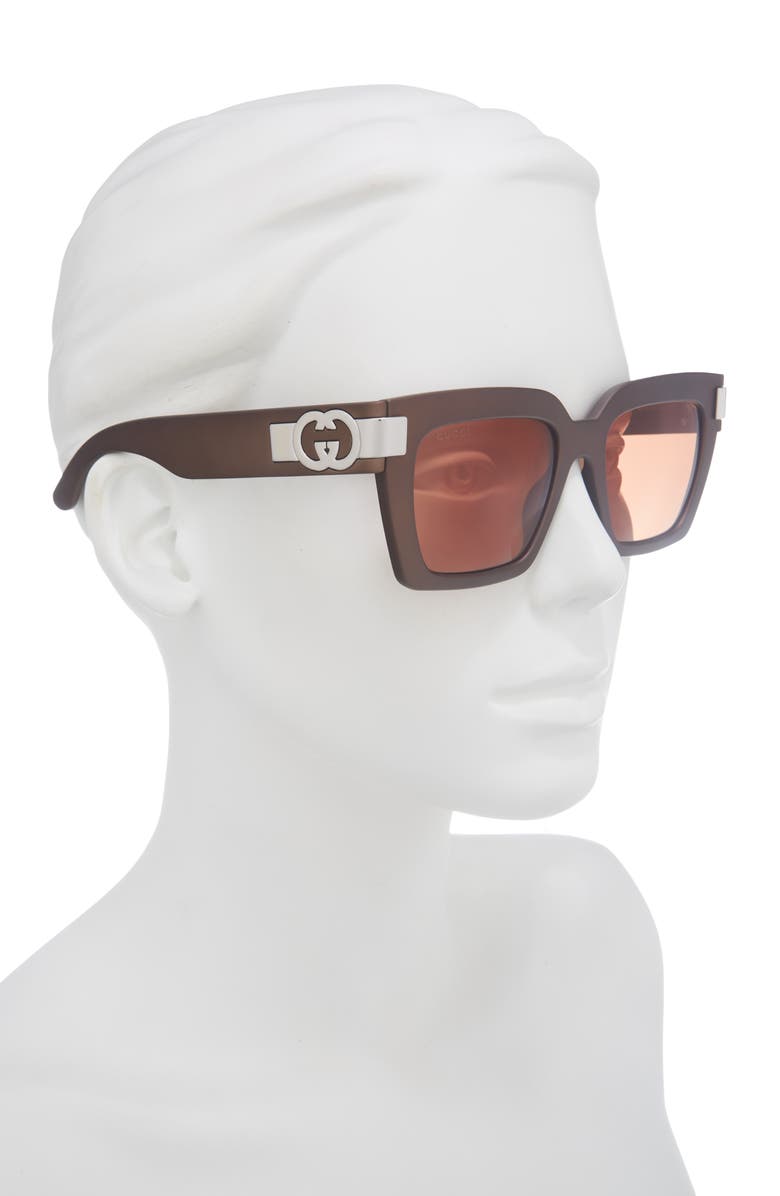 Gucci 54mm Rectangular Sunglasses, Alternate, color, Brown Brown Brown