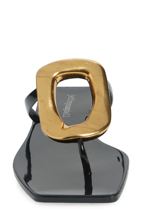 Jeffrey Campbell Linques Flip Flop In Black Shiny Gold