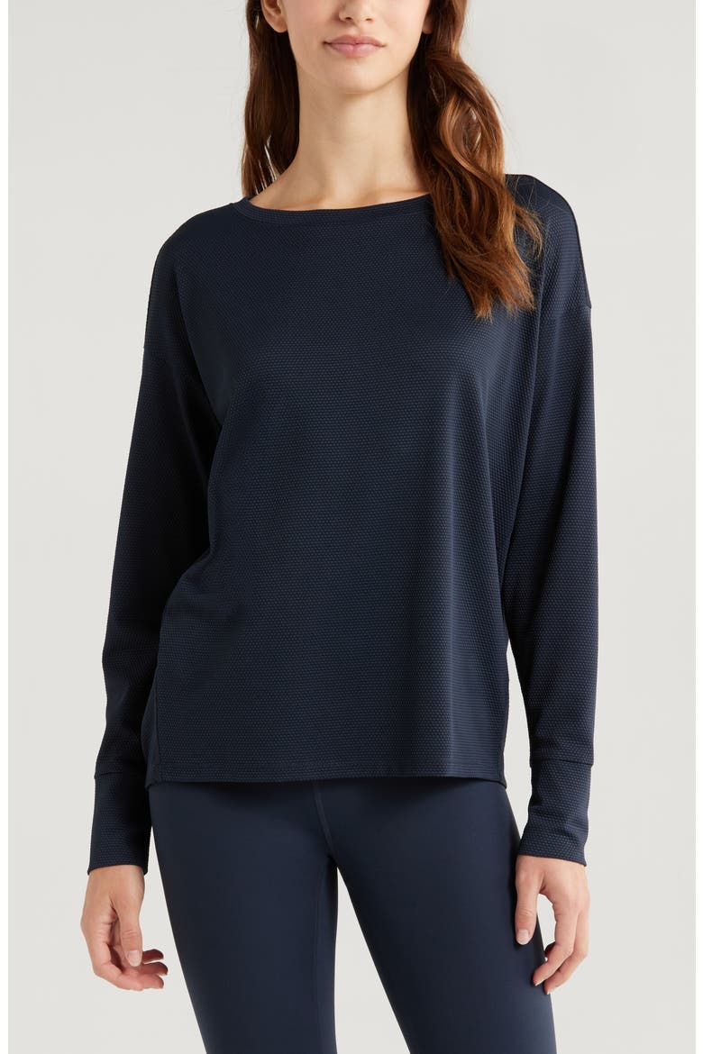 Textured Equilibrium Long Sleeve T-Shirt, Main, color, NAVY SAPPHIRE